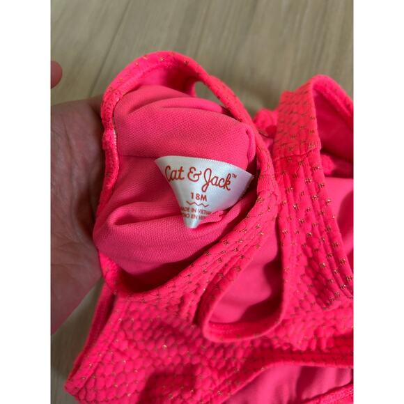 Cat & Jack Bright Pink Baby Girl 18M One Piece Swimsuit - Picture 2 of 4